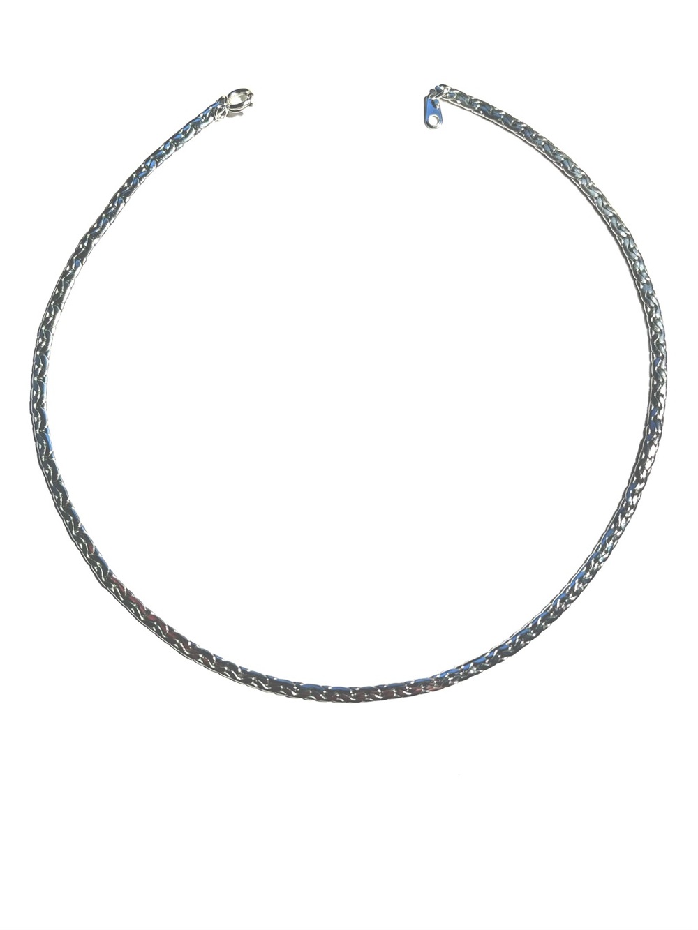 Braided Shiny Silver‑Tone Necklace • 15”